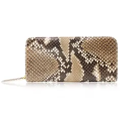 新品 パイソン Python 長財布 大容量 レディース メンズ 本革(ナチュラル)