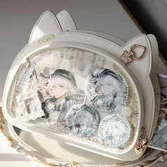 【2024夏新作】痛バッグ　痛バ　猫デザイン　2way　メッシュプレート付き　ショルダーバッグ　推しカラー　推し活　見せバッグ　オタ活 min 