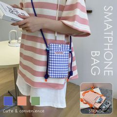 スマホバッグ ショルダーバッグ ミニショルダー スマホショルダー スマホポーチ スマホポシェット 斜めがけ 肩かけ バッグ 収納 ギンガム チェック レディース おしゃれ かわいい 韓国風 カラフル マルチカラー 携帯バッグ 携帯ポーチ ポケット付き