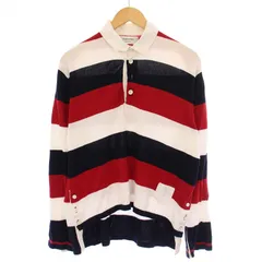 トムブラウン THOM BROWNE ラガーシャツ ポロシャツ 長袖 レギュラーカラー ハーフボタン ボーダー柄 マルチカラー /BBのサムネイル