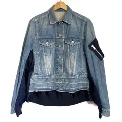 美品sacai デニムワンピースインディゴ絞りパッチワークドッキング