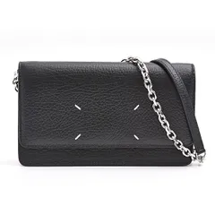 メゾンマルジェラ バッグ レディース 4ステッチ チェーン ウォレット ショルダー 財布 カーフ ブラック Maison Margiela SA3U10008 中古