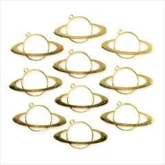 レジンフレーム 空枠【tg21 ゴールド】10個セット 惑星 土星 星 宇宙 型枠 モールド UVライト ストラップ キーホルダー チャーム クレイ ネックレス ペンダント ハンドメイドアクセサリーパーツ