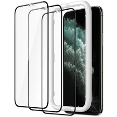 【迅速発送】JEDirect iPhone11ProMax/iPhoneXSMax (11 Pro Max/XS Max6.5インチ専用) 全面保護フィルム 強化ガラスフィルム 黒縁 ガイド枠付き ケースに干渉なし HDクリア 3枚セット