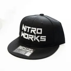 NITROWORKS オリジナルロゴ　刺繍スナップバックベースボールキャップ（黒/フリーサイズ)