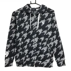 【新品】パーリーゲイツ ジップパーカー ダークネイビー×白 千鳥柄 後ろ裾ロゴ レディース 0(S) ゴルフウェア PEARLY GATES