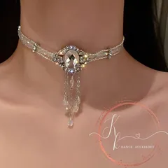 【3カラーバリエーション】チョーカーダイヤモンドビーズクリスタルライスクリスタルチョーカー 高見え キラキラ ネックレス ビーズ