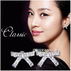 ピアス スワロフスキー 存在感抜群 リボン 彩石満載 可愛い 高品質 シルバー925 両耳 上品 職場 誕生日 記念日 クリスマス 母の日 テレワーク ランチ会 金属アレルギー対応