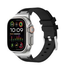 アップルウォッチバンド（Apple Watchバンド）プレミアムリキッドシリコンバンド【シルバーブラック】42mm/44mm/45mm/46mm/49mm対応 [BELTIES]