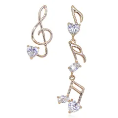 再入荷★ト音&音符記号 ハート型 CZダイヤモンドピアス シルバー925 レディース ピンクゴールド ジルコニア イヤリング化可 アクセサリー ジュエリー プレゼント