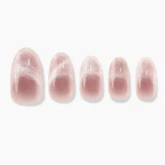 新品 FINGER SUIT「シャンパンブラッシュ」ナヨン CHAMPAGNE BLUSH 水光マグネットジェル オーバル フィンガースーツ ネイルチップ 付け爪 ヌードピンク