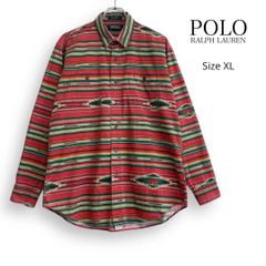 ポロ バイ ラルフローレン 柄シャツ ネイティブ M 90s フェード 長袖