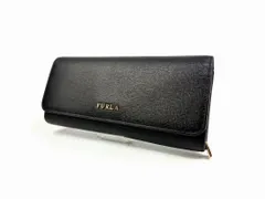 FURLA フルラ 長財布 ロングウォレット ブラックレザー 黒革 大容量 カードケース12 マチ付き小銭いれ ジェニュインレザー wallet purse