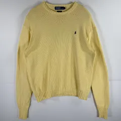 古着 90's/90年代 ポロバイラルフローレン Polo by Ralph Lauren コットンニットセーター クルーネック ワンポイント L  イエロー メンズ