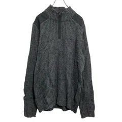 Eddie Bauer ウール混紡 ハーフジップ ニット セーター L グレー エディーバウアー モックネック 古着卸 アメリカ仕入 a702-5852