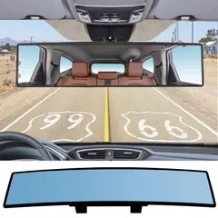 カーアクセサリー 広角表面ブルーミラー 防眩 オートリアビューミラー 車用ルームミラー インテリアバックミラー ルームミラー ユニバーサル XUKEY