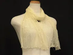 ■美品■ FENDI フェンディ ナイロン レース スパンコール ストール ショール レディース クリーム系 DH0626