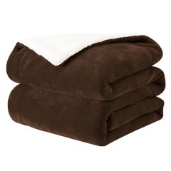 【人気商品】SE 毛布 シングル 冬用 厚手 二枚合わせ ブランケット ふわふわ あったか マイクロファイバー フランネルXシープボア 静電気防止 洗える 140X200cm ブラウン 「SE Softexly」
