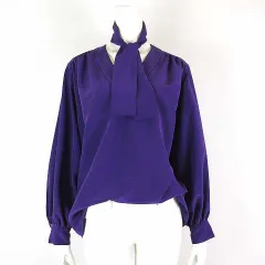 イヴ・サンローラン シルク ブラウス パフスリーブ サイズ34 YVES SAINTLAURENT