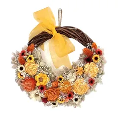 Lulu's ルルズ 三日月のフラワーリース オレンジ プリザーブドフラワー ドライフラワー ナチュラルリース サイズ:幅約22cm×高さ20cm×奥行7cm オレンジ Lulu's-1398 0