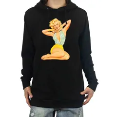 オリジナル パーカー セクシー ブロンド ピンナップガール ビンテージ オールドアメリカン パーカー S M L XL タイト ジャスト 大きい ビッグ オーバーサイズ メンズ レディース ユニセックス ピンククリーム