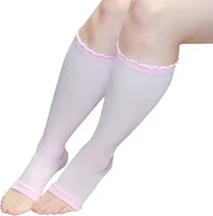 Chica Hurra レディース 女性用 靴下 ソックス つま先なし オープントゥ ふくらはぎ 引き締め 室内用 ぬげない 大人 部屋用 快適 段階着圧 足に優しい リラックス プレゼント 無地 通気( ピンク,  22.0-25.0 cm)