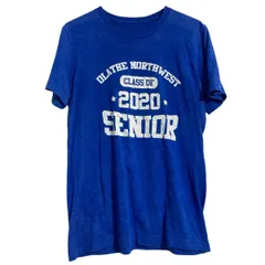 半袖 プリントTシャツ S 程 ブルー クルーネック スポーツ 文字 古着卸 アメリカ仕入 a703-5882