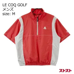 LE COQ GOLF ルコックゴルフ ハーフジップ 半袖ブルゾン ロゴ刺繍 レッド系 M [240101142431]