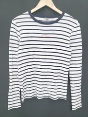 ◇ PETIT BATEAU プチバトー ボーダー 長袖 Tシャツ カットソー サイズM ホワイト ネイビー レディース P 