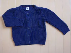 プチバトー petit bateau アウトレット 子供服 女の子 3歳 約 90cm 95cm ベビー服 長袖 カーディガン 紺 無地 秋 冬 ★4 トップス 冬服 ガールズ キッズ ベビー 【中古】 ユーズド リサイクル 古着 子ども服 こども