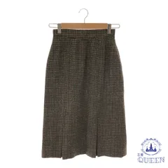 【訳アリ】 tokyo style スカート ひざ丈 ボタン チェック レトロ レディース ブラウン キュプラ 901-6784 送料無料 古着