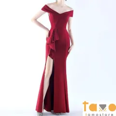 2024年　ドレス オフショル フリル スリット シンプル オシャレ レディース