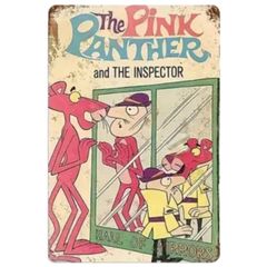 【620】新品 レトロ アルミ看板 ★Pink PANTHER★ ピンクパンサー アメリカン雑貨 ガレージ フェンス ヴィンテージ プレート ブリキ看板