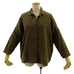 センスオブプレイス バイ アーバンリサーチ Sense of Place by Urban Research シャツ スキッパー 長袖 コーデュロイ コットン カーキ F