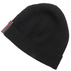 グッチ GUCCI ニットキャップ ウェブ付き ニット キャップ L ウール ブラック #59(23cm) ニット帽 ワッチキャップ  452398 【箱】【中古】のサムネイル
