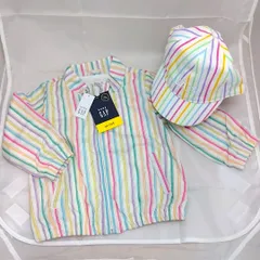 【タグ付き】 GAP ギャップ ベビー カラフルストライプ 帽子 UVカット ウィンドブレーカー ユニセックス　90