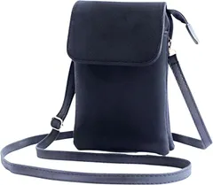 Monlyu スマホポーチ レディース ショルダー バッグ スマホポシェット 携帯ポーチ 斜め掛け 多機能 縦型 横型 ケース シンプル 長さ調節可能(ブラック（縦型）)