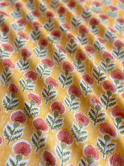 Sarasa Fabric. 3m. 紅花　ベニ花　ブロックプリント　インド綿　ハンドメイド　更紗　木版印刷　木版プリント