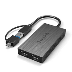 USB C 4Kデュアル HDMI_ブラック WAVLINK USB-C デュアル HDMI 変換アダプタ USB C ハブ 2-in-1 出力4K@30hz 2K@60hz 5Gbps高速転送 USB Type-A接続 Windows 7/8/8.1/10/
