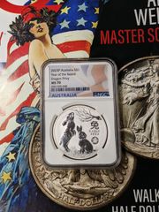 2023-P Atralia 1 oz Silver Year of  Ra. POP40 NGC MS70FR. (DRAGON PRIVY) 30K