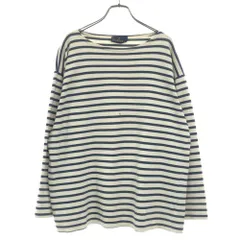 ルミノア フランス製 ボーダー 長袖 バスクシャツ L ホワイト×ネイビー Le Minor カットソー レディース 古着 【240427】