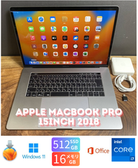 ［新品バッテリー/美品］Apple MacBook Pro 15inch 2017/Core i7  2.9GHz/16GB/SSD512GB/Windows11/Office 2024/424