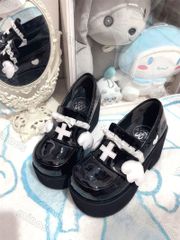 ゆめかわ 厚底シューズ　パンプス　天使の羽　プラットフォームシューズ　サブカル　靴　シューズ　渋谷　原宿　ファッション　ロリィタ