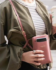 【新品】スマホショルダー スマホポーチ ダークピンク LIZDAYS