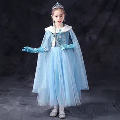 ハロウィン アナと雪の女王 裏起毛　エルサ戴冠式ドレス ディズニー プリンセス変身 女の子 クリスマスパーティー お誕生日  可愛い プレゼント