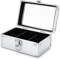 October 1st 腕時計 ケース 3本 収納 アルミ ボックス メンズ 持ち運び 保管 インテリア用 Watch Box 耐衝撃 シルバー(シルバー,  3本入り)