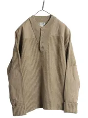 【お得なクーポン配布中!】 エルエルビーン ヘンリーネック コマンド ニット セーター メンズ M 古着 アウトドア リブ編み メリノ ラム ウール LLBEAN ベージュ 無地