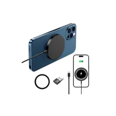 [Twofox] ワイヤレス充電器 マグセーフ充電器 最大15W出力 強力磁気吸着 i-Phone17/16/15/14/13/12シリーズ対応 マグネット式 QI対応機種 無料プレゼント: 磁気増加リング&USB-AからUSB-Cへ変換アダプタ (ブラッ 0