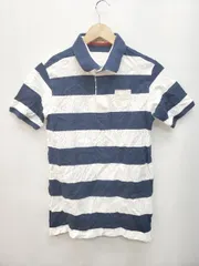◇ mikihouse ミキハウス ボーダー ワンポイント カジュアル 半袖 ポロシャツ サイズM ネイビー ホワイト レディース P  【1403110003951】