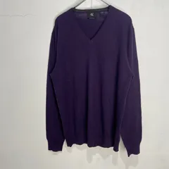 ☆CalvinKlein☆カルバンクライン☆Vネックセーター☆ウールニット☆メリノウール☆無地☆パープル☆L☆A24M